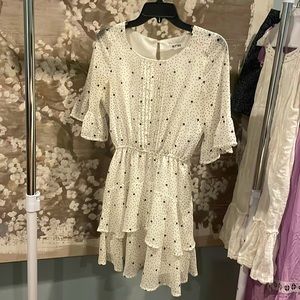 White dress with black polka dots